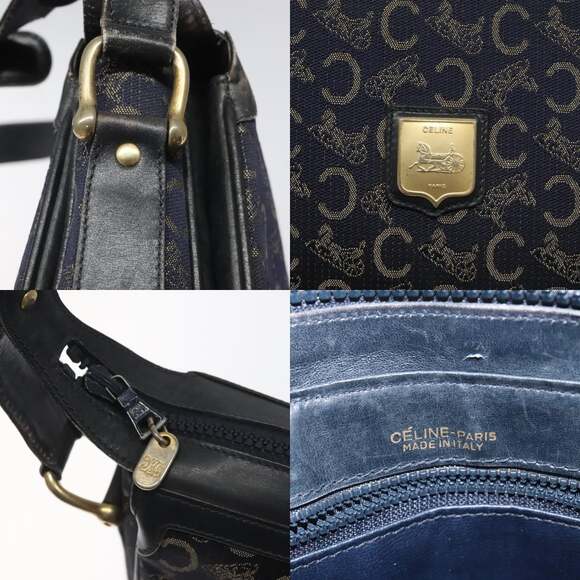 CELINE C Sulky Shoulder Bag Canvas Navy - Picture 11 of 13